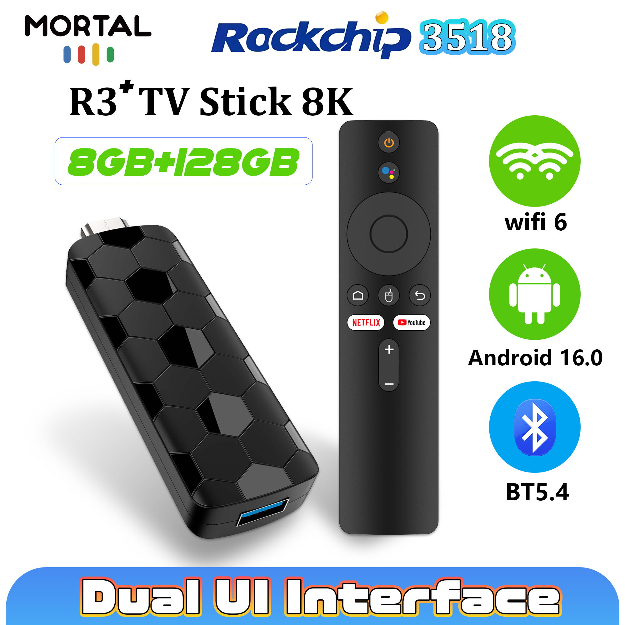 Home Cinema Tv - Mortal R3+ TV Stick Android 16