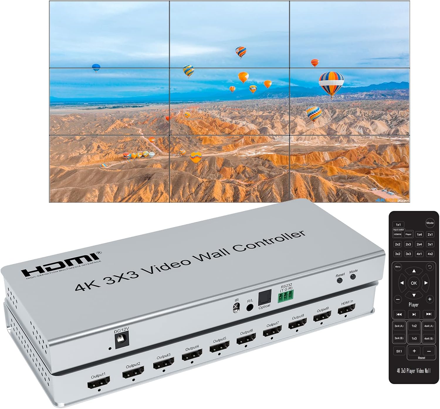 4K 3x3 HDMI Video Wall Control - Home Cinema Video Processor ulasan dan harga
