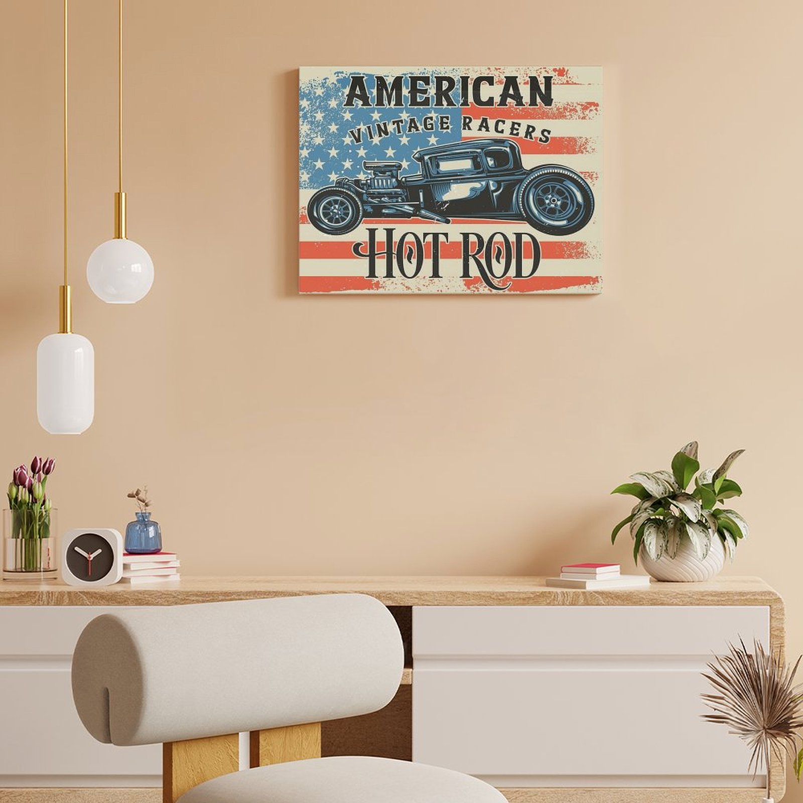 American Hot Rod Canvas Painti - Home Cinema Usa ulasan dan harga