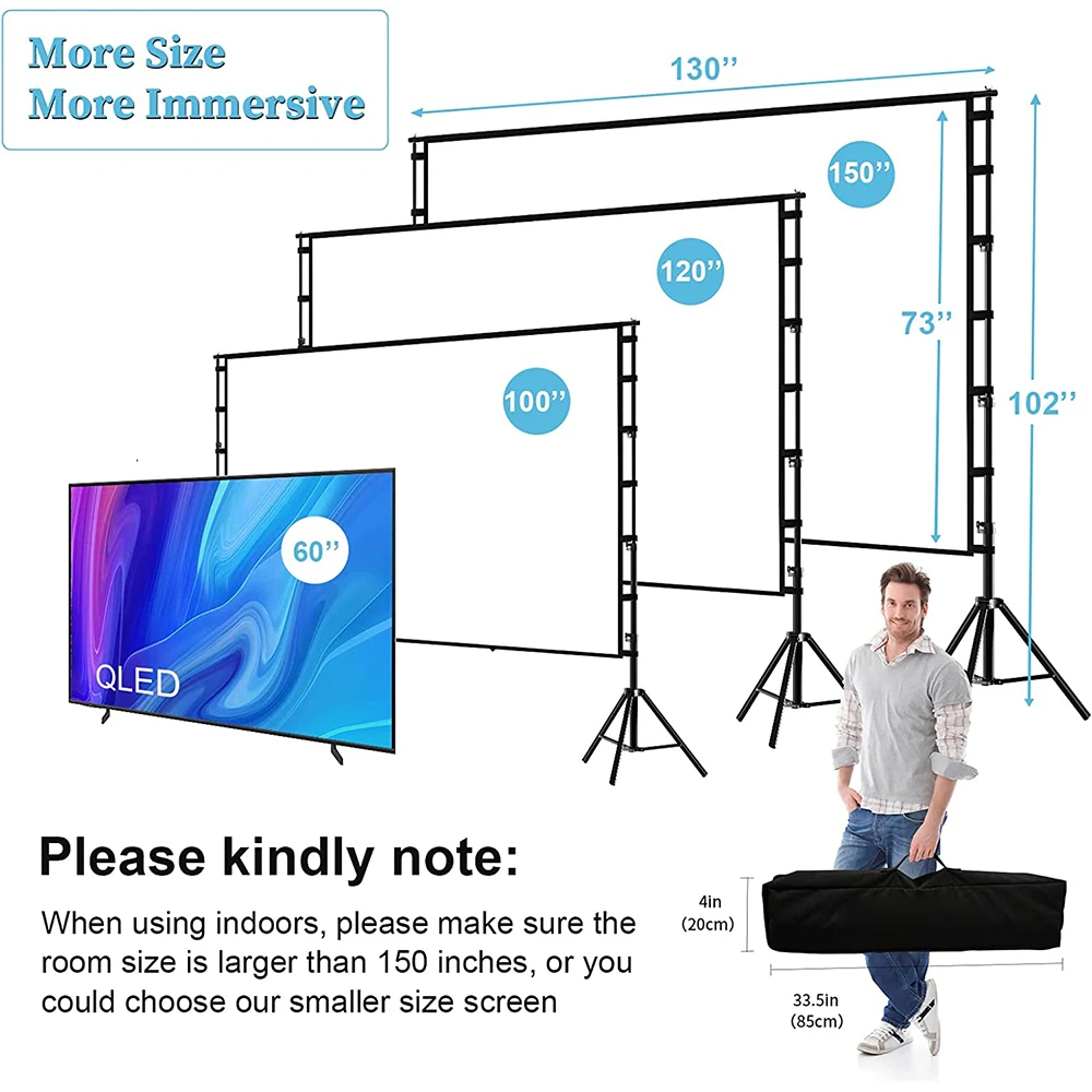 LEJIADA Projector Screen With  - Home Cinema Blanc ulasan dan harga