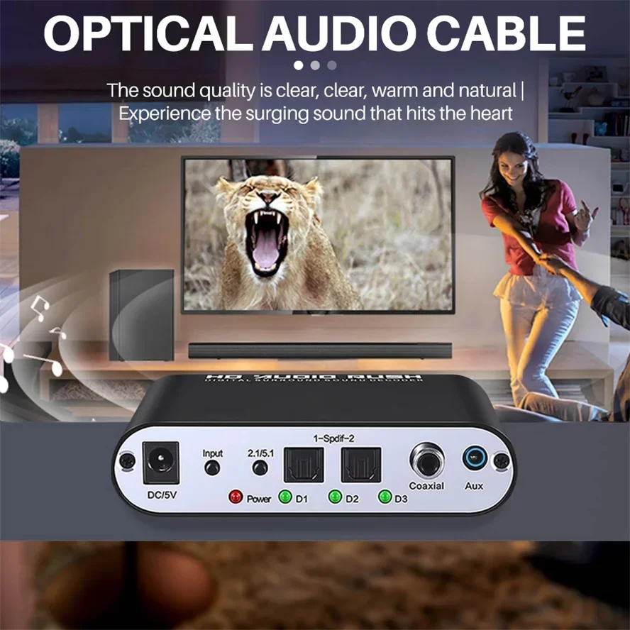Digital to Analog 5.1 Audio De - Surround Sound Decoder ulasan dan harga