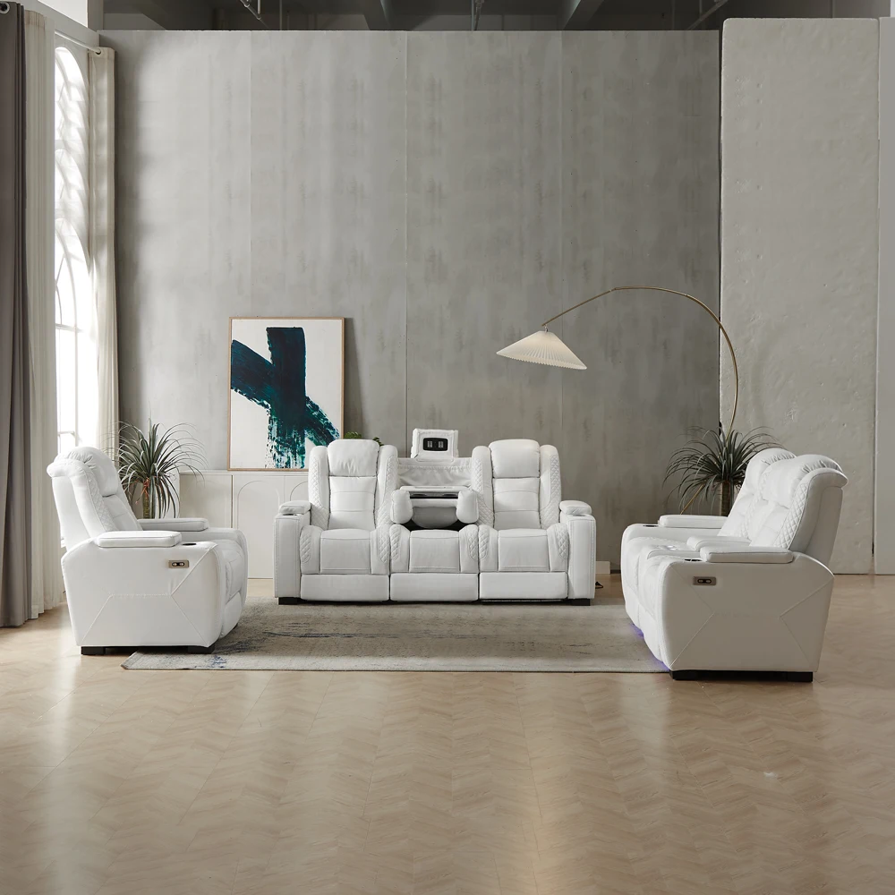 Luxury Power Recliner White Le - Home Cinema Usa ulasan dan harga