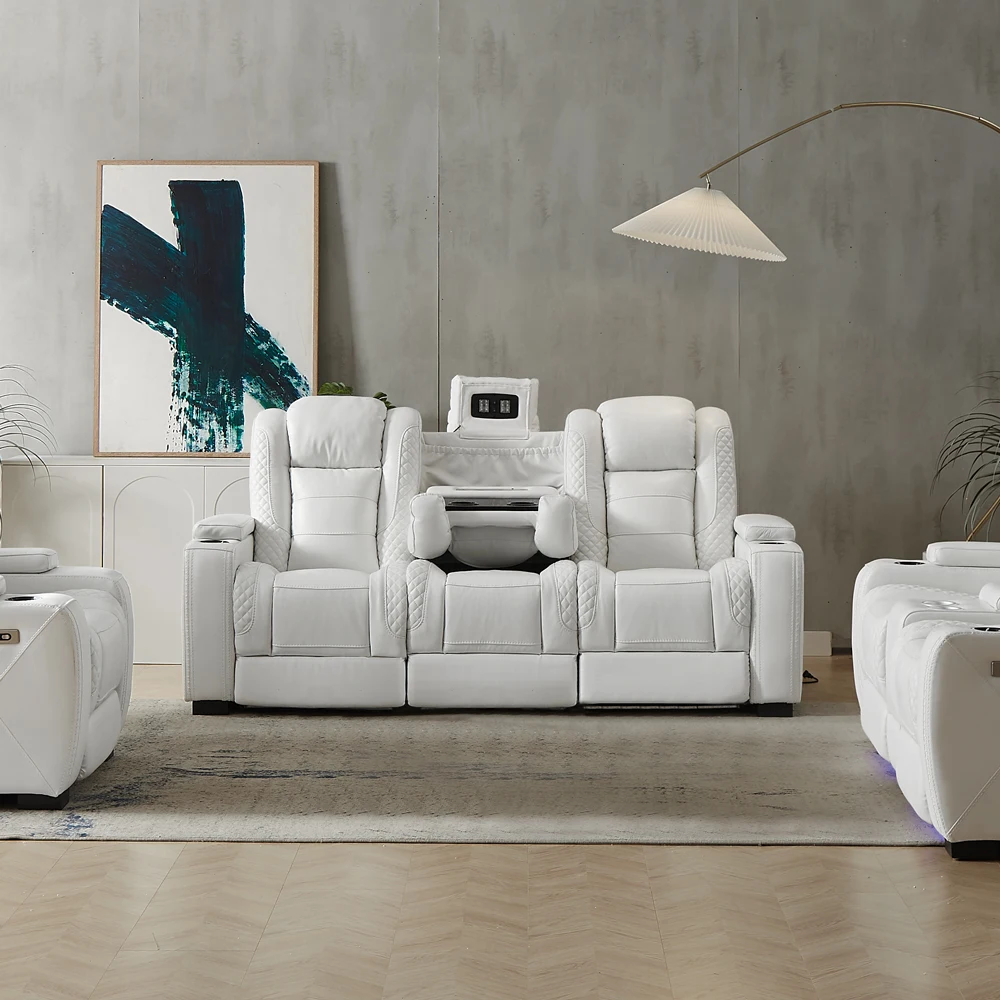 Luxury Power Recliner White Le - Home Cinema Usa ulasan dan harga