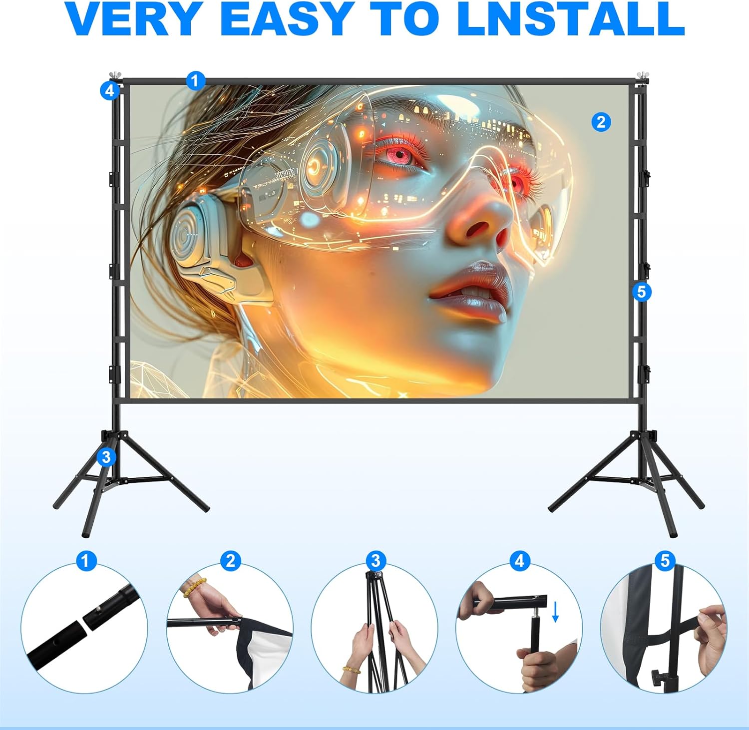 VEIDADZ Projection Screen With - Home Cinema Blanc ulasan dan harga